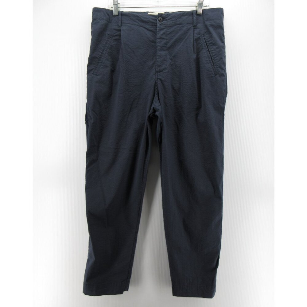 Folk Pants 36 Seersucker Chino Button Fly Trousers Pleated Logo 36X29